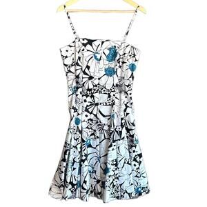 Nine West Women's Dress 8 Floral Vintage A Line Midi Retro Vibes Summer